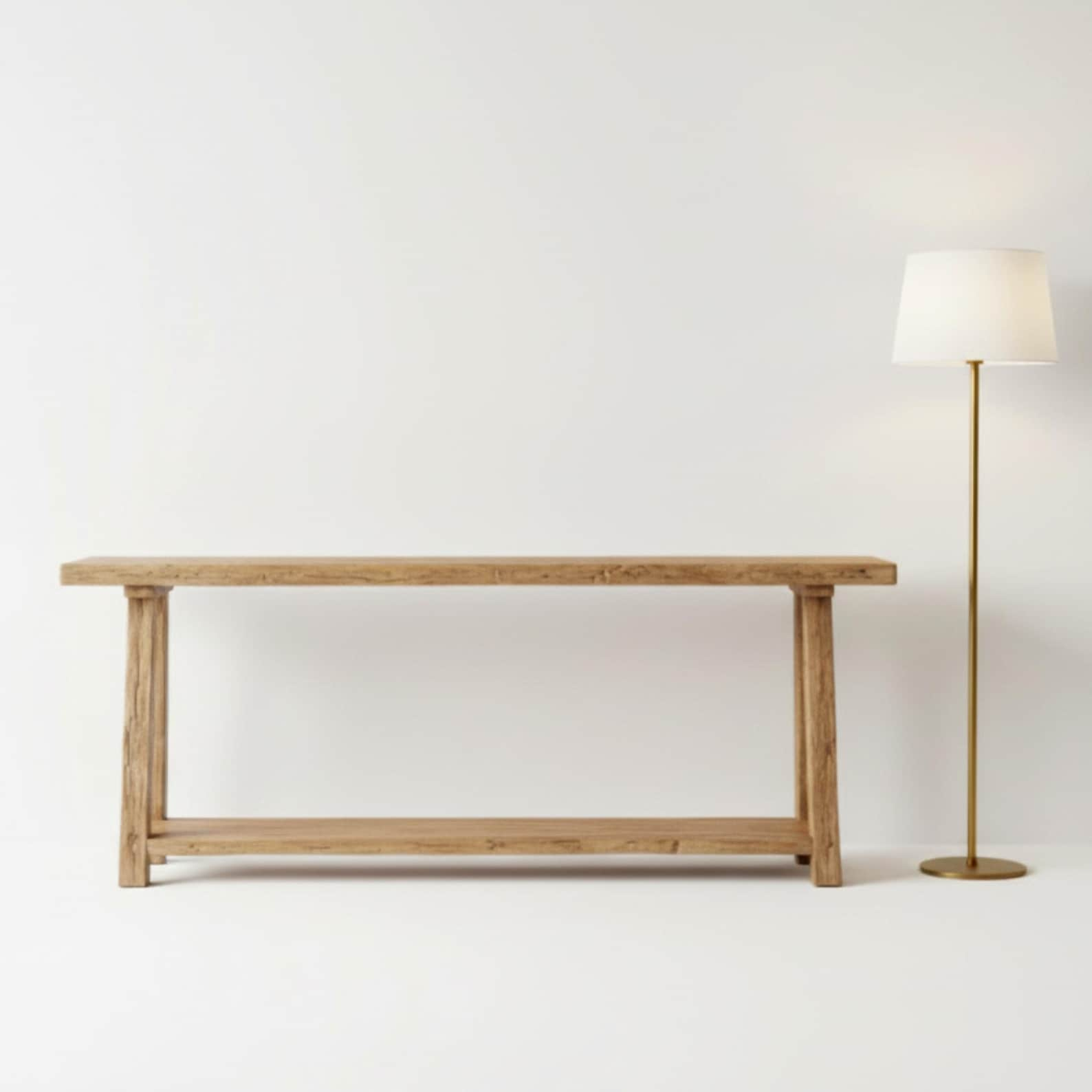 Reclaimed Wood Console Table with Lower Shelf, Natural Finish image 2