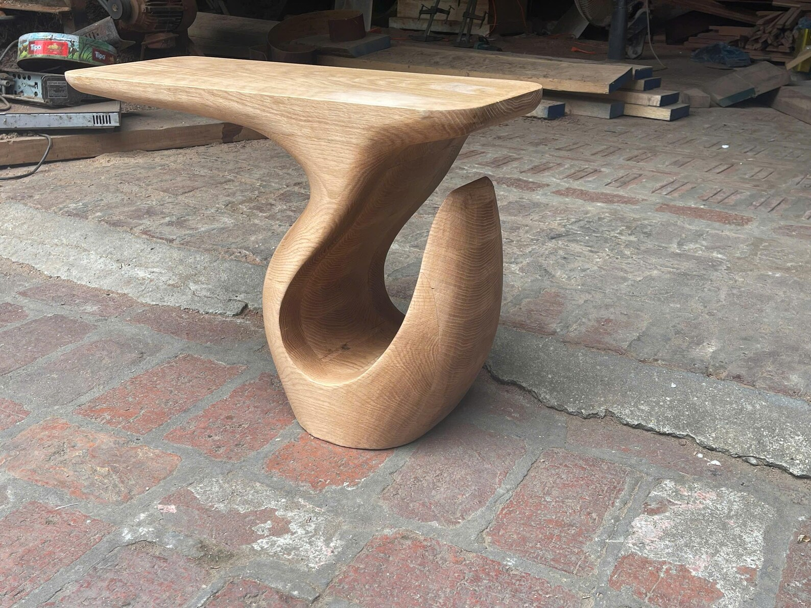 Solid Wood Console Table with Sculptural Twisted Base image 3